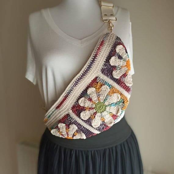 Daisy Free Bag, Bohemian Granny Square Croche...