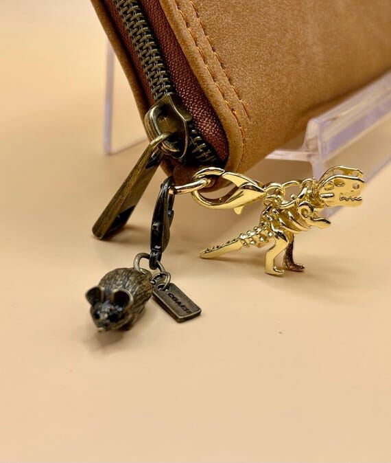 Micro Bag Charm: Gold T-Rex Dinosaur or Antiq...