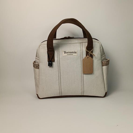 Cotton Canvas Handbag Zipper Closure World Ma...
