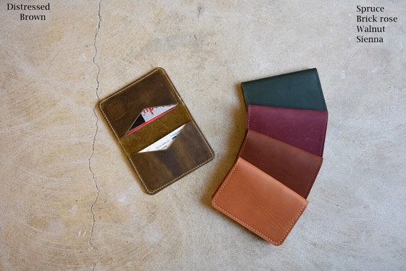 Handmade Slim Leather Cardholder Wallet: Mini...