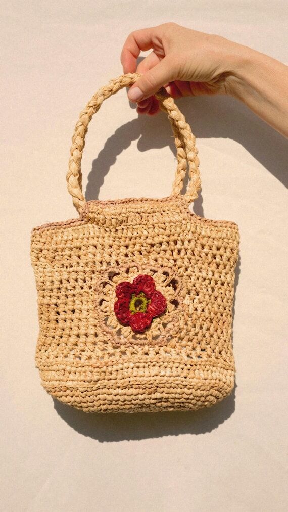 LOLA - Crochet raffia basket bag handmade tot...