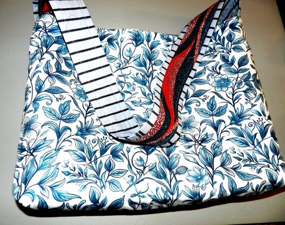 Blue Floral Two-Sided Shoulder Bag...