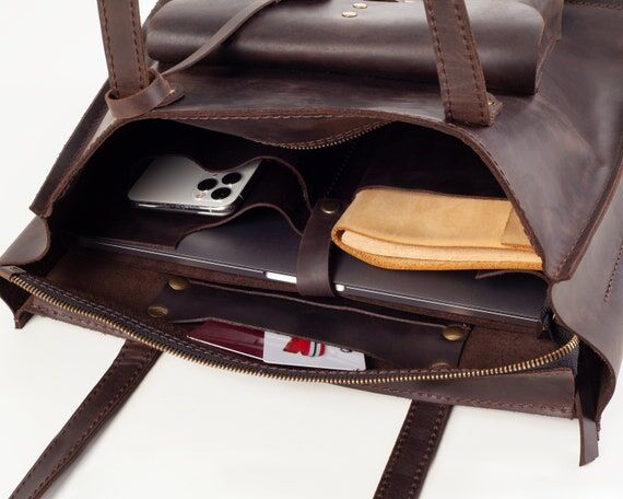 Nurse bag and tote for work, leather purse wi...