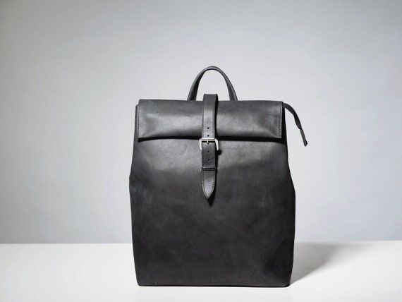 Leather Laptop Backpack, Minimalist Rucksack,...
