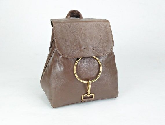 Brown Leather Backpack Purse: Handmade Italia...