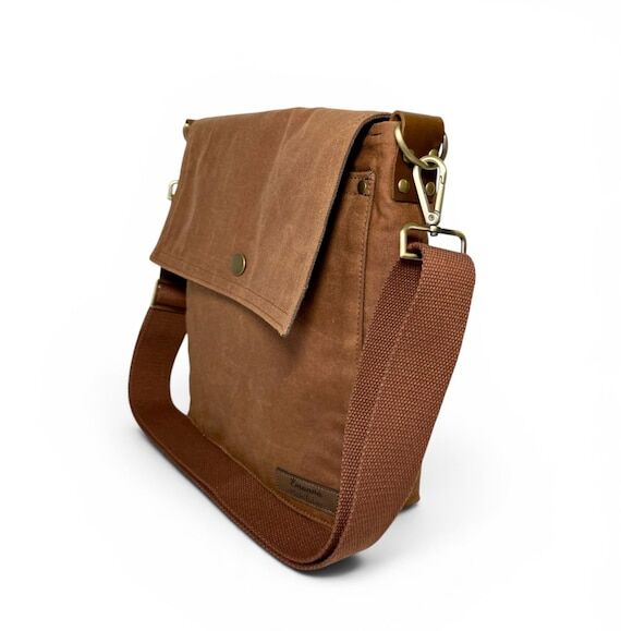 Small Handmade Waxed Canvas Crossbody Bag, Wa...