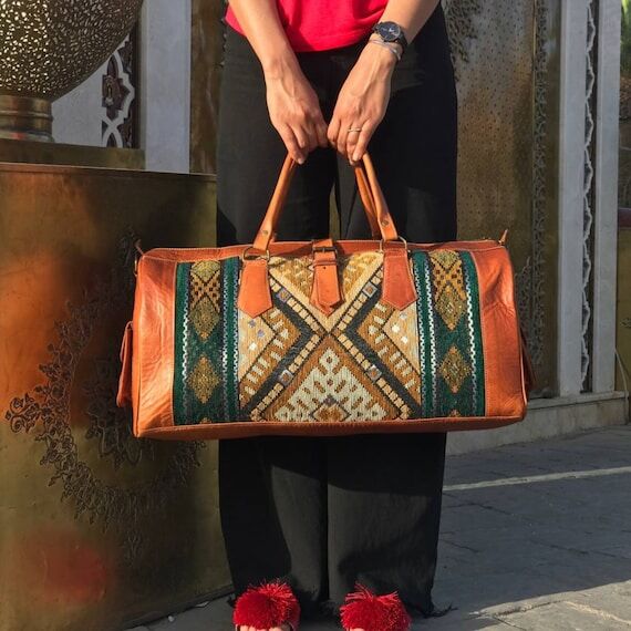 Kilim Travel Bag, carpet bag, Weekender Bag f...