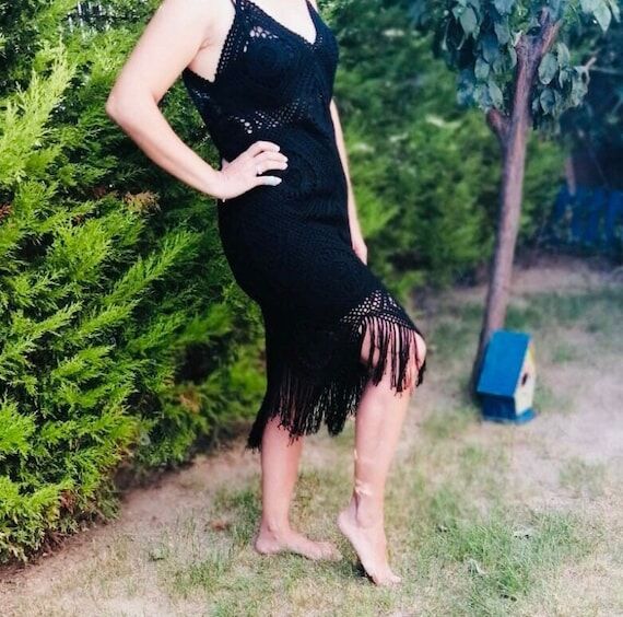 Crochet black beach dress...