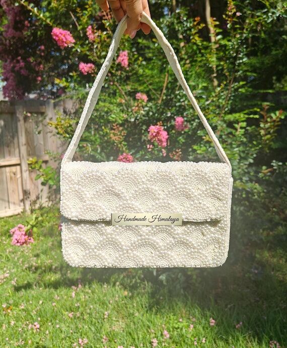 Pearl Beaded Bag: Scalloped Bridal Purse Wedd...