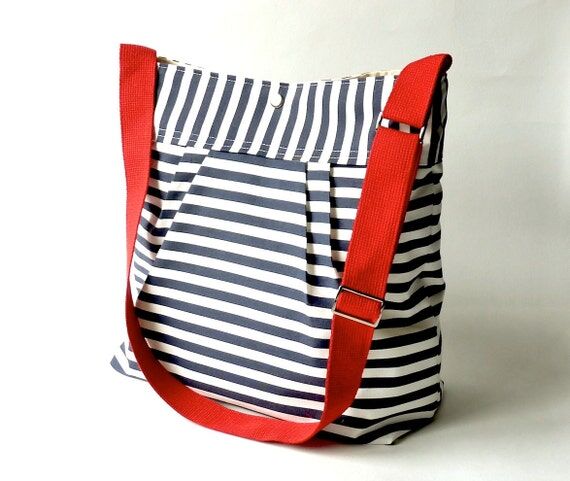 Striped Canvas Crossbody Diaper Bag: Nautical...