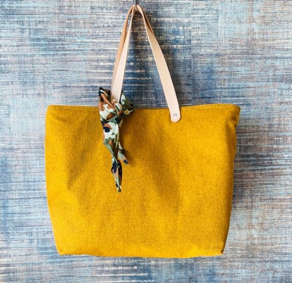 Minimalist Mustard Tote Bag: French Tapestry ...