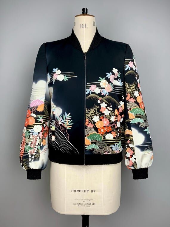 Handmade Silk Bomber Jacket: Vintage Japanese...