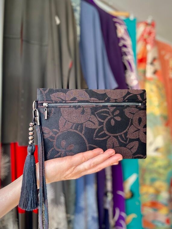 Handmade Silk Clutch Bag: Vintage Japanese Ki...