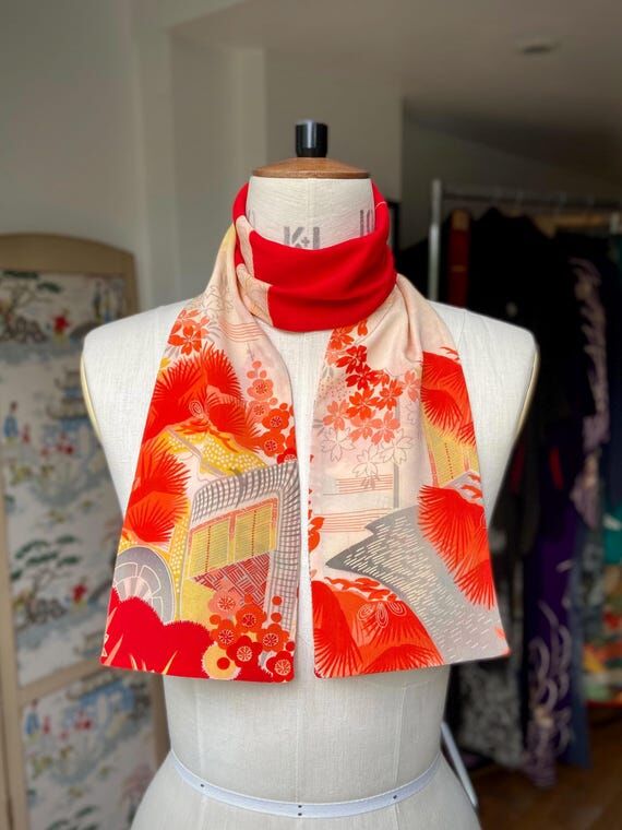 Unique Handmade Silk Scarf: Vintage Japanese ...
