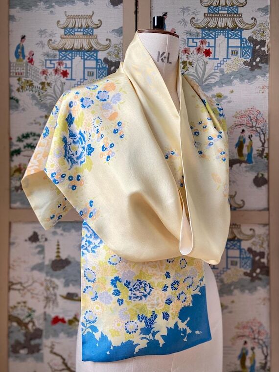 Handmade Unique Scarf: Vintage Japanese Kimon...