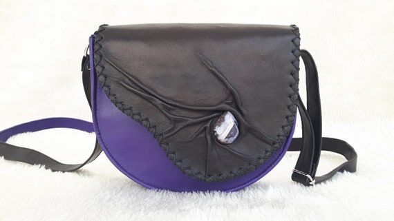 Amethyst Leather Crossbody Small Bag: Handmad...