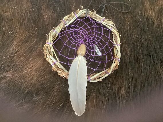 Small Willow Dream Catcher with Natural Feath...