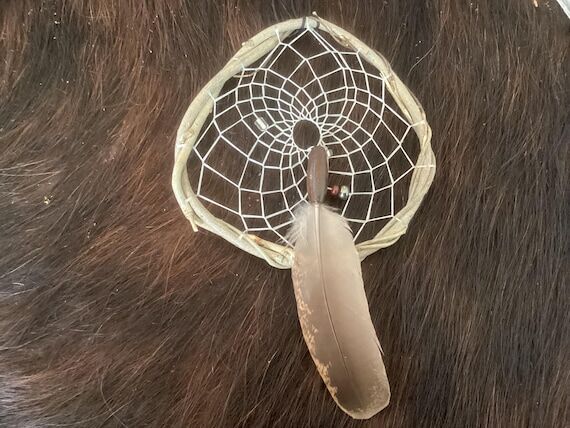 Small Willow Dream Catcher with Black Feather...