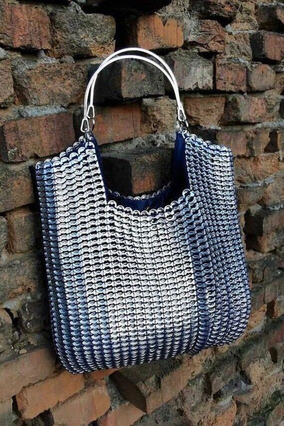 Soda can pop top bag Pop tab handmade crochet...