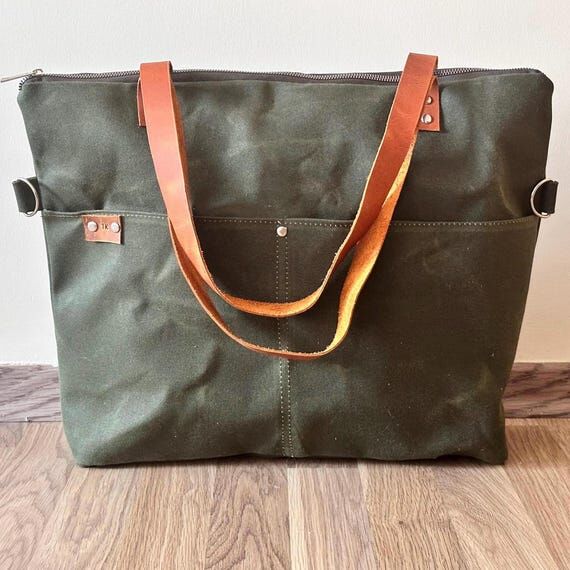 Handmade Waxed Canvas Tote Bag: Personalized ...