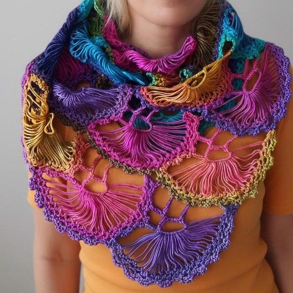 Unique Hand-Crocheted Rainbow Lace Shawl – ...