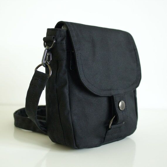 Black Waxed Canvas Convertible Travel Pouch, ...
