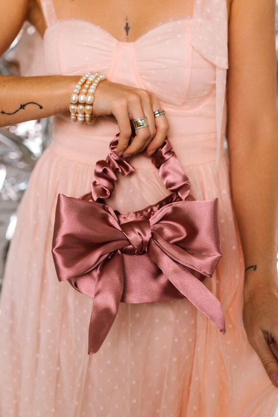 Bag with bow | satin handmade bag | trendy ba...