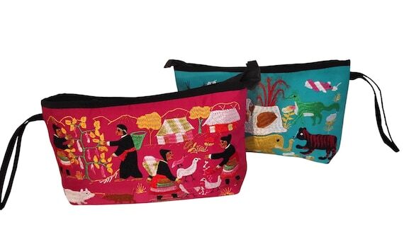 Handmade Ethnic Fabric Cosmetic Pouch Bag, W...