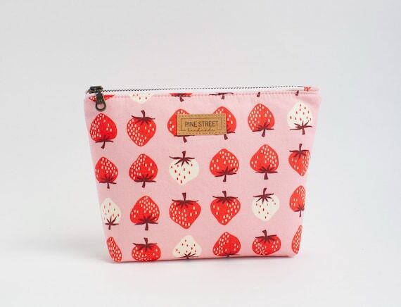 Strawberry Zipper Pouch, Zipper Bag, Makeup o...