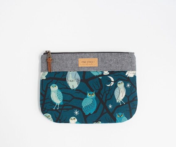 Spooky Halloween Owls Zipper Pouch, Fabric Zi...