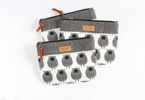 Black Sheep Zipper Pouch, Fabric Zipper Bag, ...