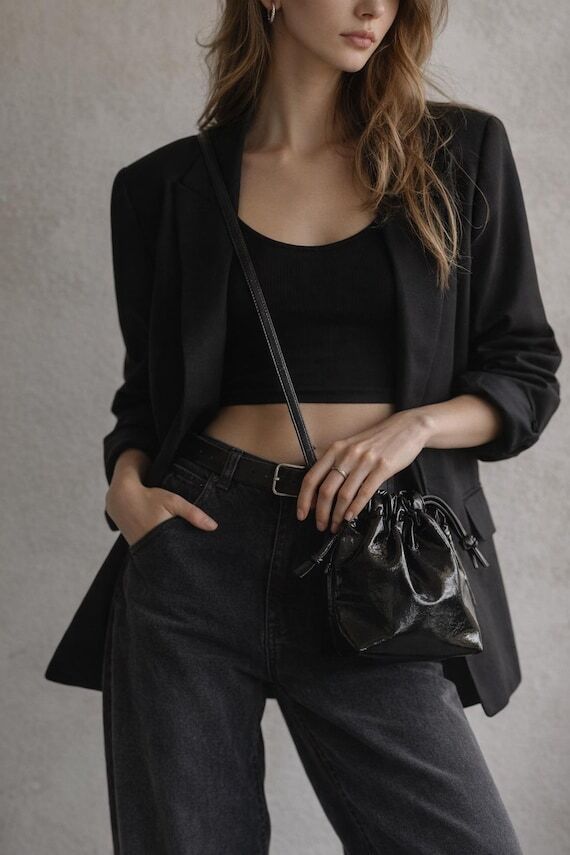 Black Patent Vegan Leather Drawstring Bucket ...