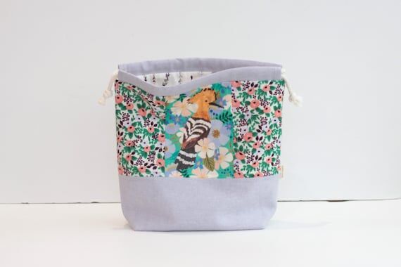 Floral Hoopoe Bird | Small Drawstring Bag | P...