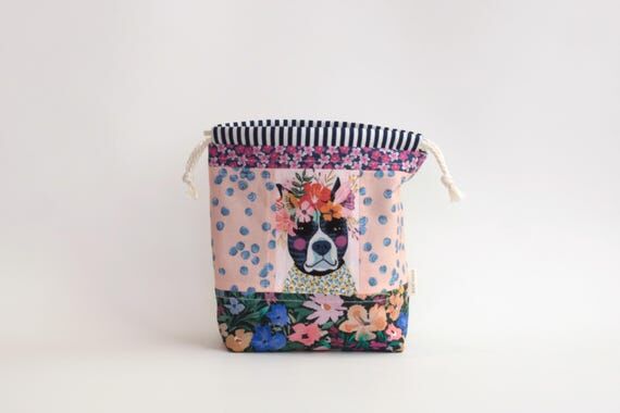 Floral Pitbull | Mini Drawstring Pouch | Patc...