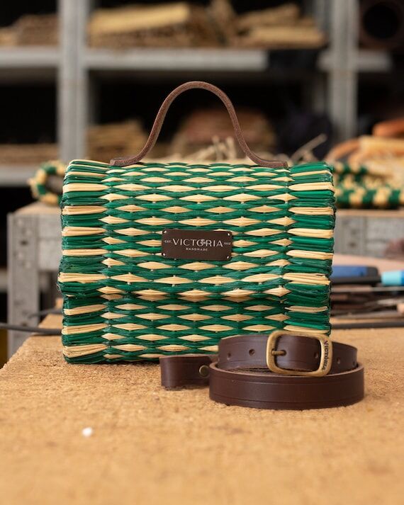 Handwoven Green Straw Basket Bag: Portuguese ...