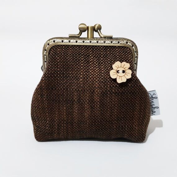 Double Kiss Lock Coffee Brown Coin Purse, Per...