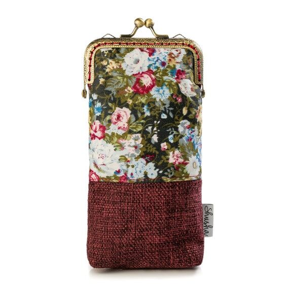 Handmade Floral Eyeglass Case, Padded Wine Up...