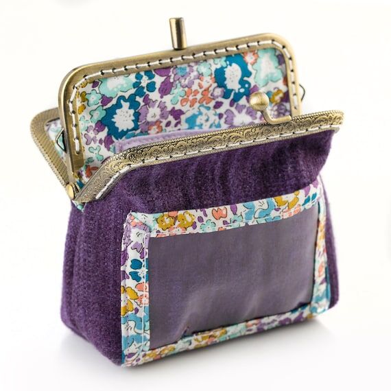 Handmade Purple Coin Purse, Kiss Lock Wallet ...