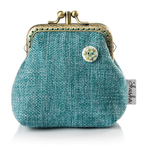 Vintage Teal Kiss Lock Coin Purse – Elegant...