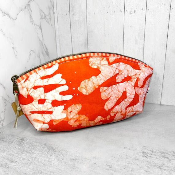 Batik Coral Reef Print Zipper Pouch, Ocean Lo...