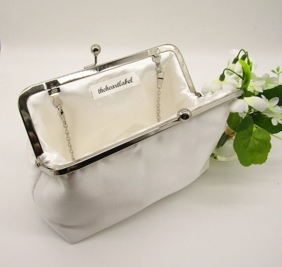 Handmade Ivory Satin Bridal Clutch: Wedding P...