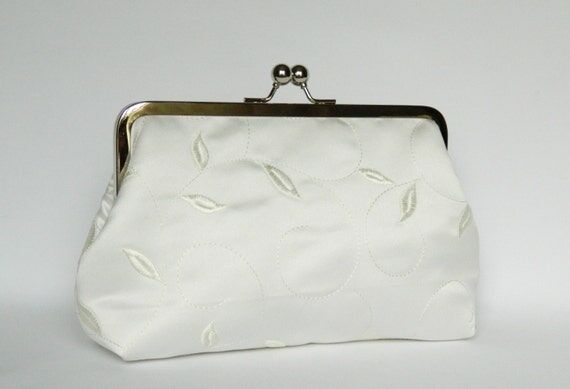 Embroidered Ivory Wedding Clutch: Handmade Br...