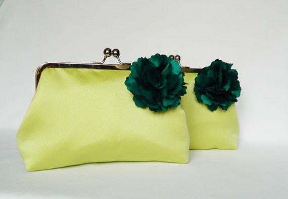 Set of 2 Handmade Bridesmaids Clutch: Green F...