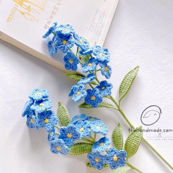 Handmade Crochet Forget-Me-Not, Blue Knitted ...