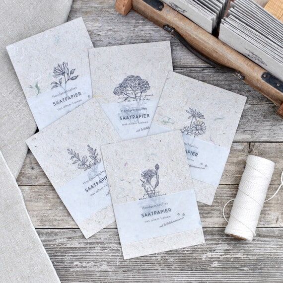 Seed paper greeting cards, plantable card set...