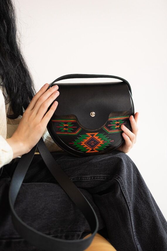 Wooden Handbag for Women, Ukrainian Folk Bag,...