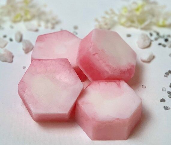 Handmade Rose Scented Soap: Marbled Pink, Hex...