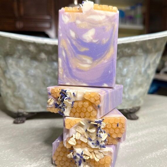 French Lavender & Honey Oat handmade soap| Co...