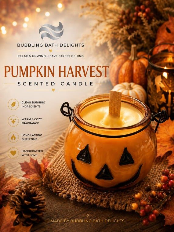 Candle Pumpkin Spice Halloween Jack-O'-Lanter...