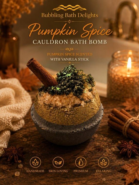 Bath Bomb Medium Geode Pumpkin Spice Cauldron...